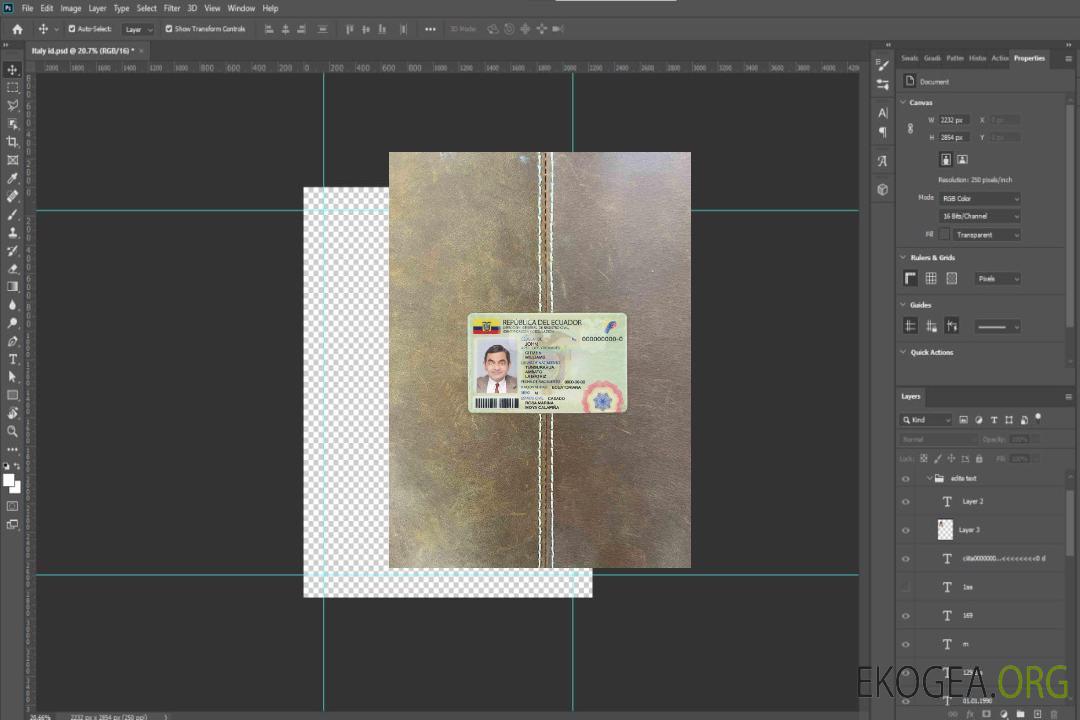 Photolook d'identité de l'Équateur AVANT template Photolook d'identité de l'Équateur AVANT template